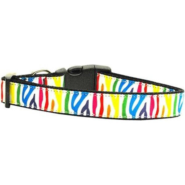 Unconditional Love Zebra Rainbow Nylon Ribbon Dog Collars Large UN787902